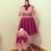 Set mama-fiica din broderie roz prafuit si tulle radiant orchid