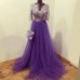 Rochie realizata din broderie cu pietre lila cenusiu si tulle Ultra Violet