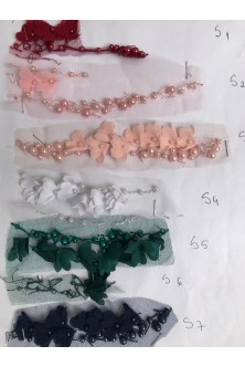 Rohie din broderie 3D cu perle rose pudrat
