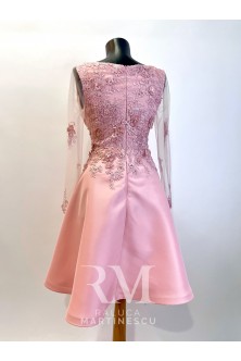 Rochie din broderie 3D si tafta Duchesse rose
