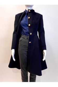 Palton din stofa de lana bleumarin, in clos