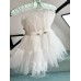 Rochie Evantai, de fetita, din tulle fin ivory, decolteu inimioara si volane incretite