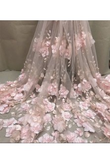 Rochie din broderie rosie, 3D, cu flori si perle