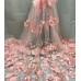 Rochie din broderie rosie, 3D, cu flori si perle