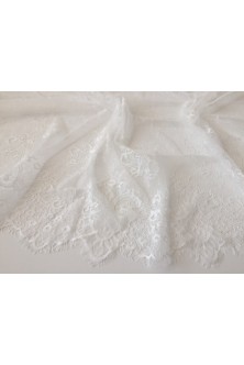 Rochie de mireasa translucida, din Chantilly, voal natural si tulle cu glitter