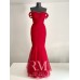 Rochie cu fronseuri fine din tulle rosu Chili Pepper, si perle aplicate manual