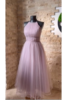 Rochie din tulle cenusiu, dublura lavanda