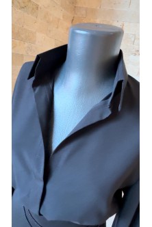 Camasa din French Satin negru cu Dantela Chantilly