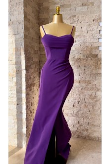 Rochie de seara din Crep mov cu drapaje 