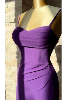 Rochie de seara din Crep mov cu drapaje 