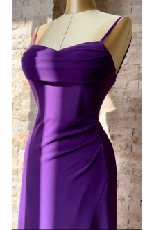 Rochie de seara din Crep mov cu drapaje 