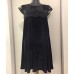 Rochie clopotel din catifea neagra si broderie