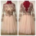 Rochie din broderie roz prafuit cu pietre si tulle fin rose quartz