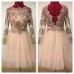 Rochie din broderie roz prafuit cu pietre si tulle fin rose quartz