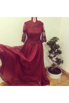 Rochie in clos dublu marsala din voal si broderie cu pietre si perle