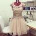 Rochie din tulle fin rose quartz si broderie roz prafuit