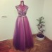 Rochie in tonuri de mov pruna, mov electric, lavanda si nude