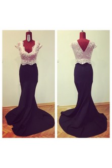 Top din broderie cu pietre rose quartz si fusta sirena