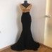 Rochie sirena din stofa neagra si paiete aurii