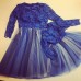 Set mama- fiica din broderie albastru royal si tulle in tonuri de albastru, bleumarin, crem si serenity