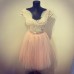 Rochie din broderie cu perle alb perlat si tulle rose quartz